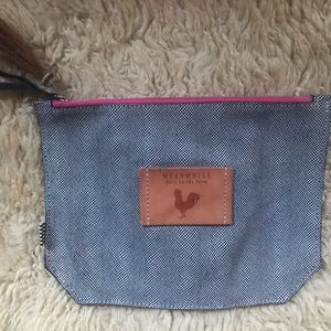 Navy Suede Leather Clutch